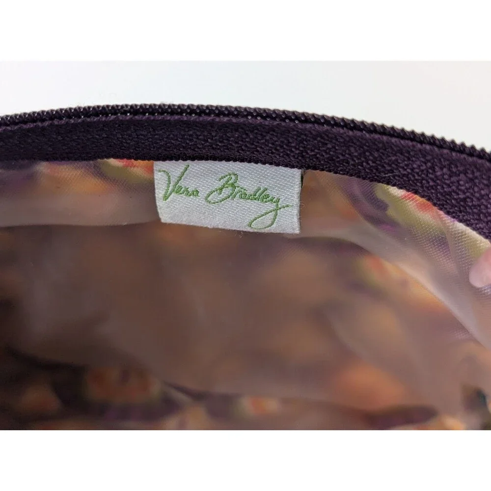 Vera Bradley Cosmetic Bag PLUM CRAZY Cotton Quilted Plastic Lined 9
